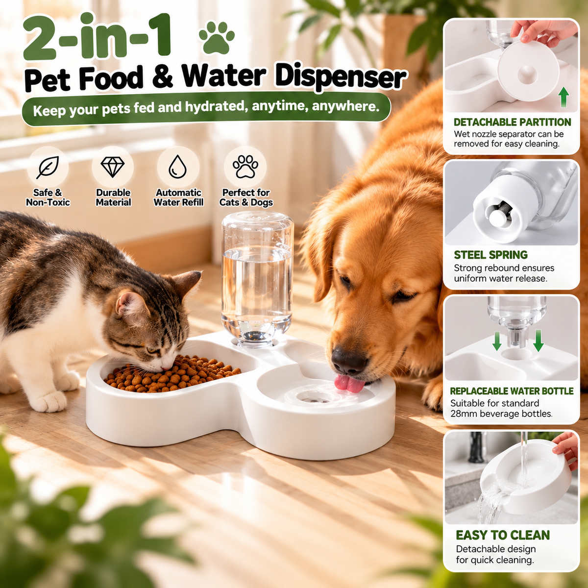 Automatic Pet Food & Water Dispenser for Cats & Dogs
