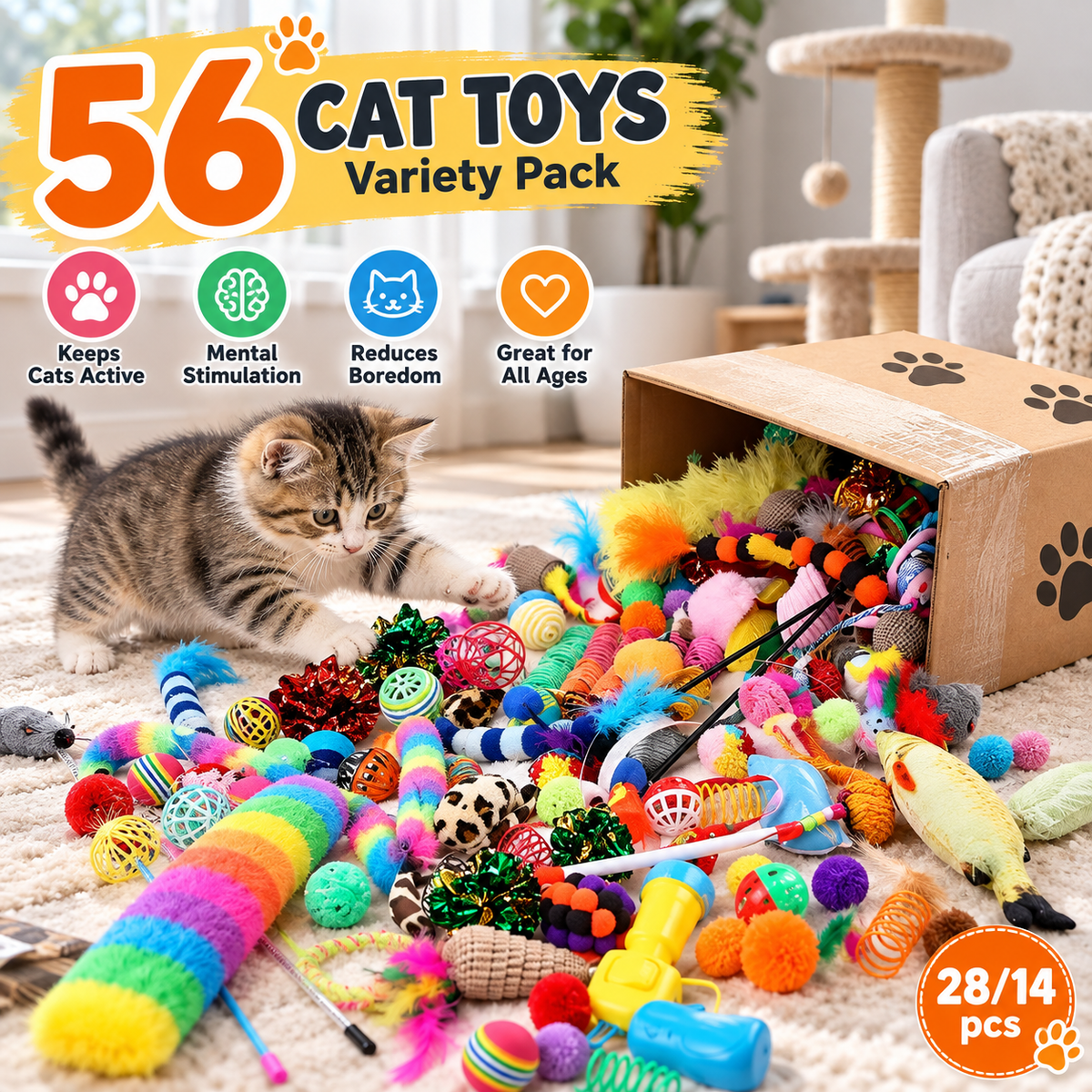 56-Piece Mixed Pet Toy Pack for Dogs & Cats – Interactive Assorted Toys