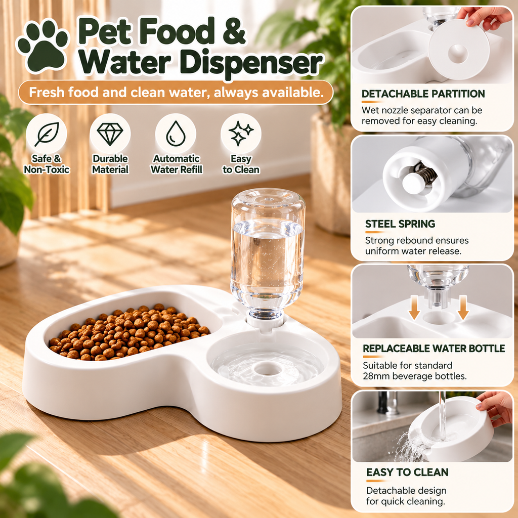 Automatic Pet Food & Water Dispenser for Cats & Dogs