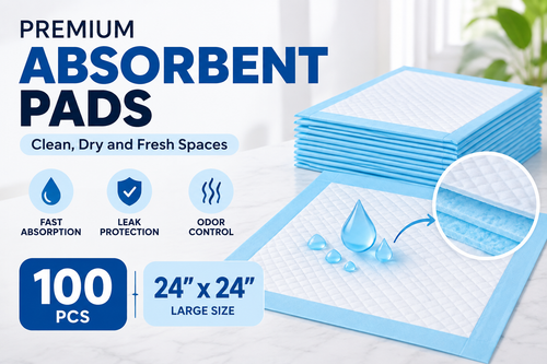 100-Pack Absorbent Puppy Pads – 24” x 24